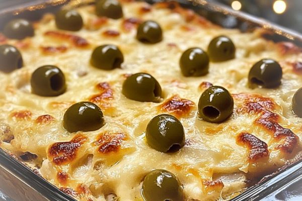 Bacalhau Gratinado: Receita Perfeita para seu Natal Bacalhau Gratinado com azeitonas em cima